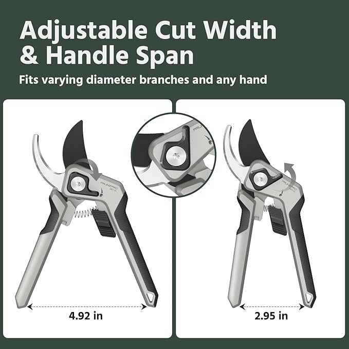 PrunePro Pruning Shears for Gardening Professional Bypass Hand Pruner Up to 1 Inch Cut Capacity Sharp Stainless Steel Blade Garden Scissors Plant Flower Garden Clipper Grey 2 Pack