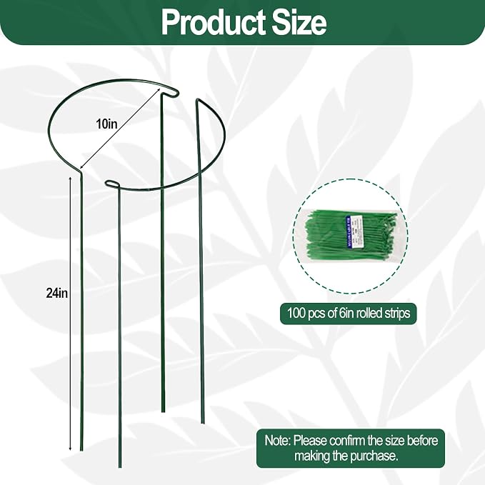 24in Tall Heavy-Duty Plant Support Stakes, 12 Pack Adjustable Peony Cages & Supports for Outdoor Plants, Large Garden Plant Stakes for Peony, Tomato