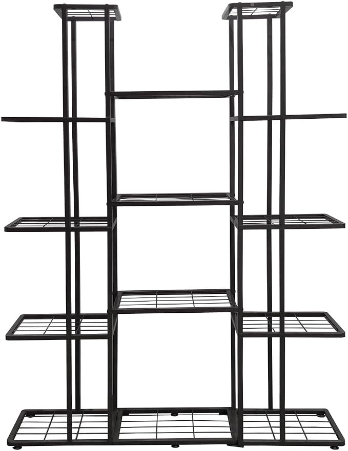 MTB Garden 5 Tier 14 Potted Metal Large Plant Stand for Indoor Outdoor Flower Pot Display Planter Shelf, Charcoal Grey