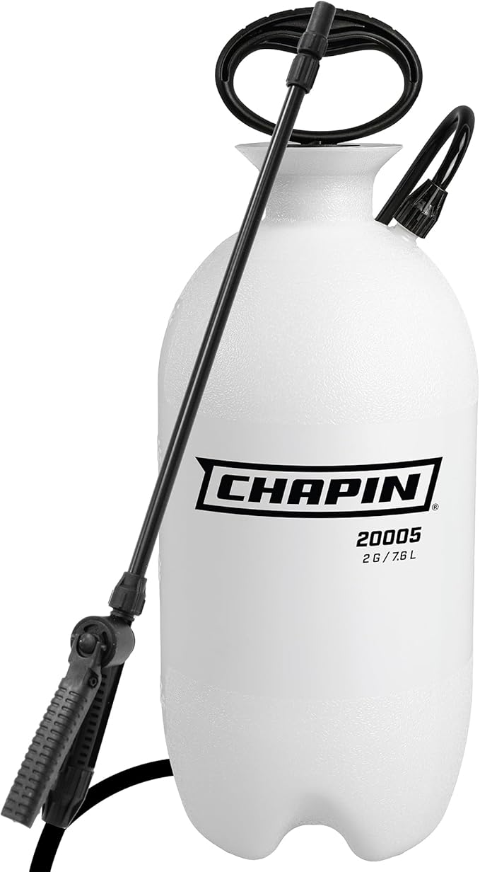 Chapin 20005 Pump Sprayer, 2‑Gallon, Lawn & Garden, Translucent Poly Tank, Funnel‑Top, SureSpray, Adjustable Cone Nozzle & 34" Hose for Fertilizer, Weed & Pest Application