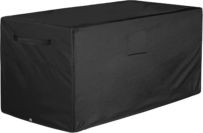 Femuar Deck Box Cover 100% Waterproof Heavy Duty 600D Patio Ottoman Cover, Outdoor Anti-UV Patio Storage Box Covers (63" L x 30" W x 28" H) Black