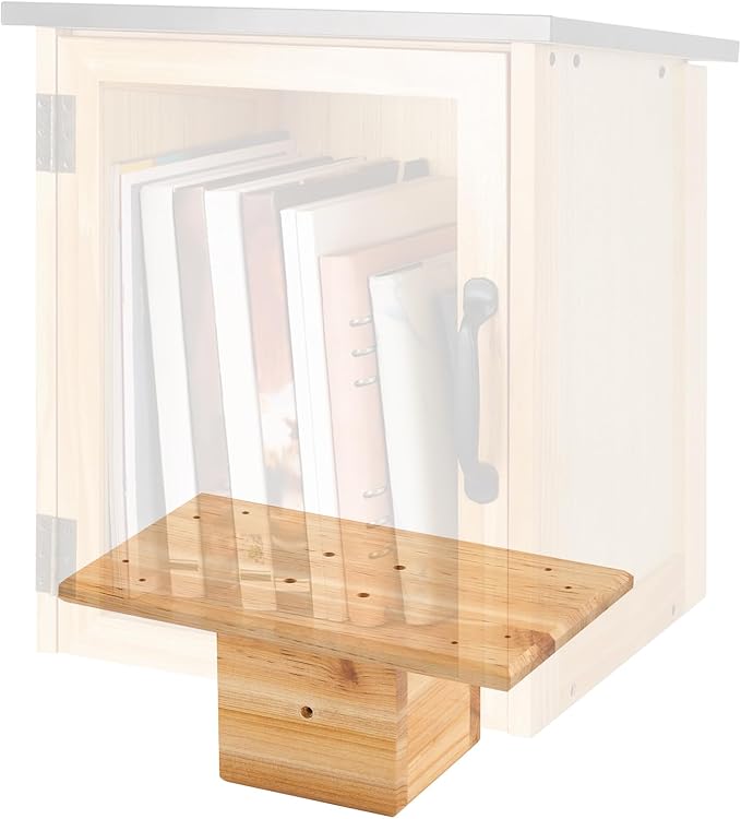 Threehoney Outdoor Little Library Mount 14x8x5.91 Inch Stable Wood Storage Box Bracket Holder Suitable for 4x4 Post with Mounting Accessories for Community Cabinet Lending Library Box(Wood Color)