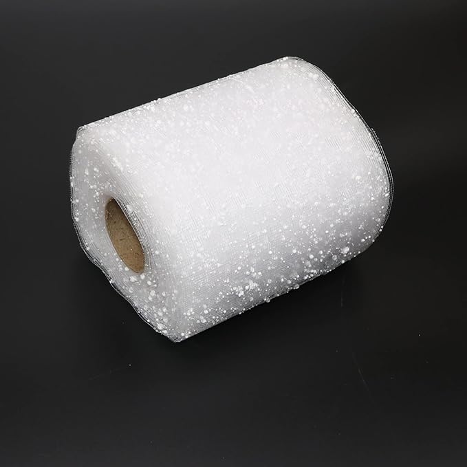 1 Roll Snow Dots Flower Wrapping Mesh Paper Dotes Mesh Florist Bouquet Packaging Wedding Birthday Decoration for Fresh Flowers (White, 16 Yards)
