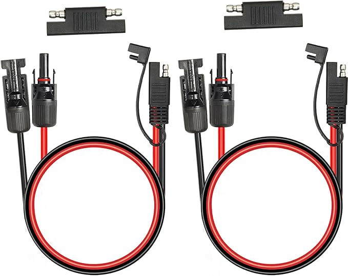 MOOKEERF 2PCS 3FT Solar Panel to SAE Adapter Cable - 10AWG SAE Connector Extension Cable for RV Solar Panel Caravan Battery Charger Kit with SAE Polarity Reverse Adapter