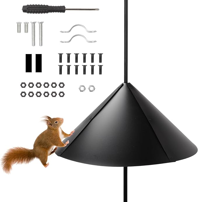24 Inch Metal Squirrel Baffle, Metal Squirrel Baffle for Bird Feeder Pole Squirrels Proof Bird Feeders Outside Pole Mount Bird House Guard for Outdoor Shepherd’s Hook