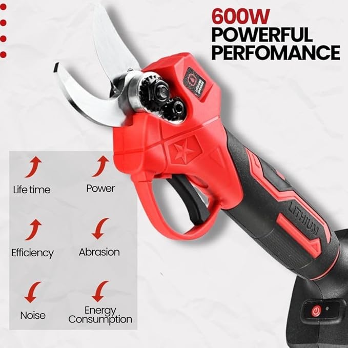 21V Cordless Electric Pruner, 1.6" Cutting Diameter, 600W Brushless Motor, SK5 Steel Blades, Battery & Charger Included, Lightweight Tree Trimmer for Garden, Orchard & Farm