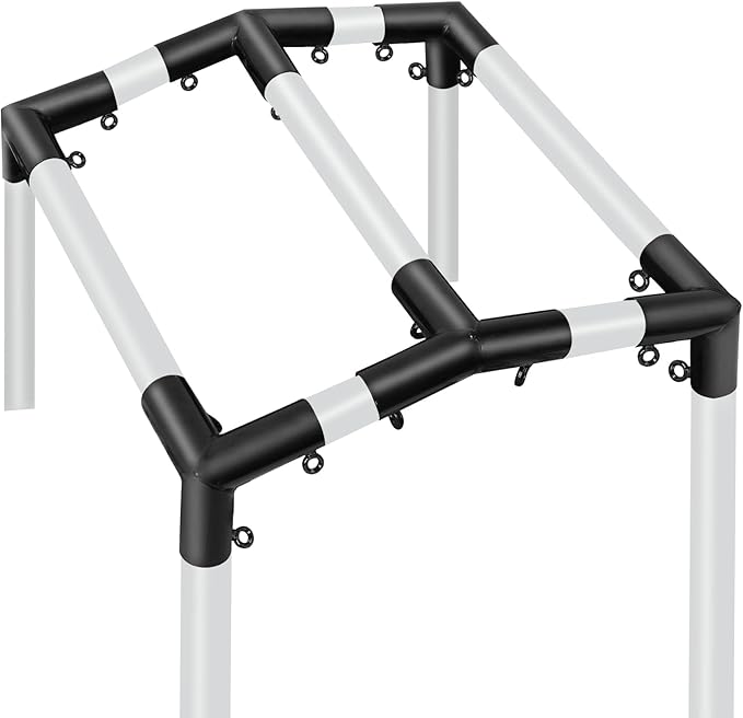 Aoneky 6-Pack 1.05 Inch Corner Canopy Connector Kit, Heavy Duty Carport Frame Fittings for 3/4 Inch EMT Pipe, 156 Degree Peak Angle, Universal for 4 6 8 10 Leg Structures, Black (4-Legs Set)