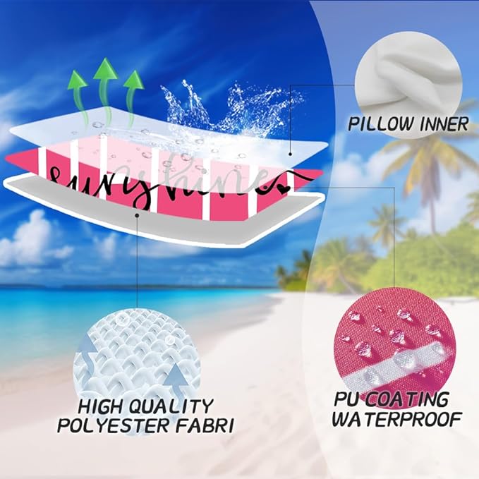 DFXSZ Outdoor Pillow Covers 20x20 Inch Set of 2 Hello Sunshine Decor Hot Pink Waterproof Throw Pillow Covers Summer Outdoor Waterproof Pillow Covers Decor for Patio Funiture Garden Sofa Couch 020H20