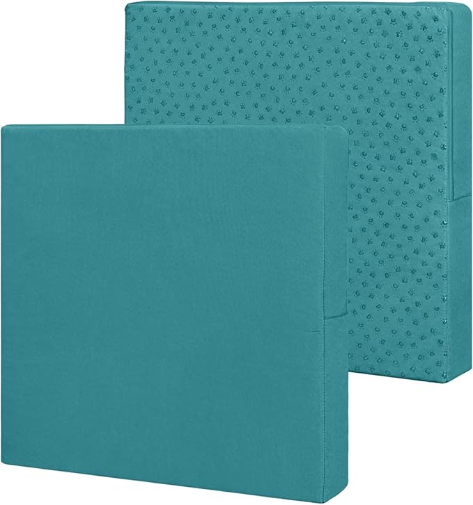 Easy-Going Waterproof Patio Cushion Covers 22x20x4 inch 2 Pack Replacement Non-Slip Outdoor Seat Cushion Slipcover with Zipper. Teal