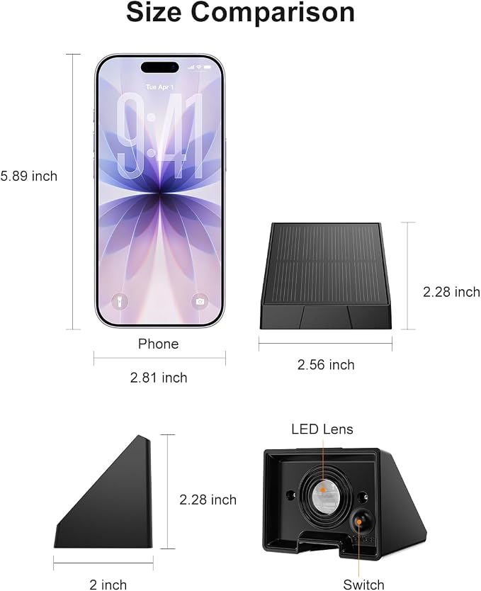 16 Pack Solar Powered Fence Lights Outdoor Wall Mount Decorative Waterproof Down LED for Deck, Outside Stairs, Pool Cage, Patio, Backyard, Garden, Bright 3 Color Temperatures Lamp with Easy to Install