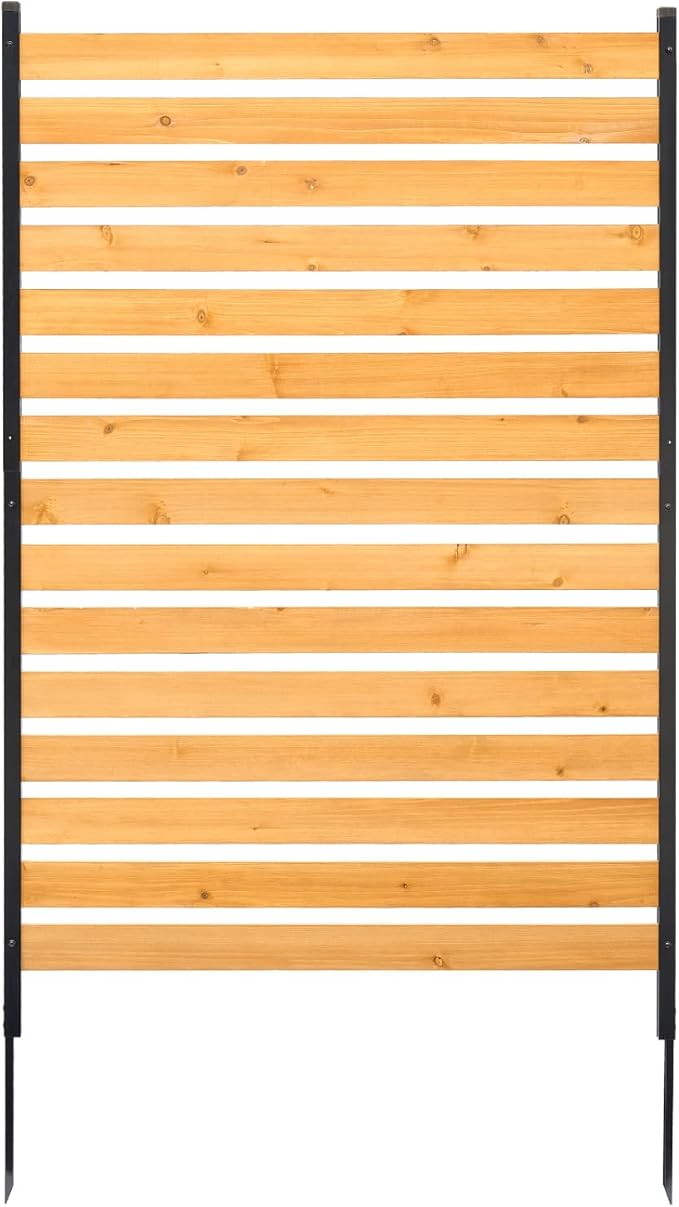 VEVOR Wood Privacy Fence, 39" W x 61" L, 1-Panel Air Conditioner Fence Screen, Pool Equipment Enclosure with Metal Stakes, Easy DIY Installation, Outdoor Trash Can Hider for Garden Decoration