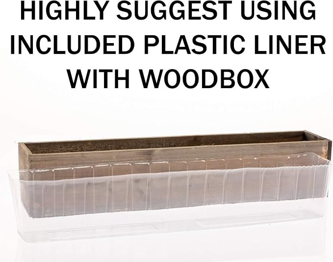 Wooden Planter Box, Rustic Barn Wood with Plastic Liner l Restaurant and Wedding Decorations l Wedding Bouquets, Table Centerpiece (20x4 Set of 2, Natural)