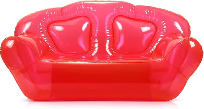 Kigley Inflatable Chair Blow Up Couches Transparent Inflatable Sofa Seat Yard Patio Portable Air Couch Furniture for Outdoor Indoor Camping Beach Room (Double Seat,Red)