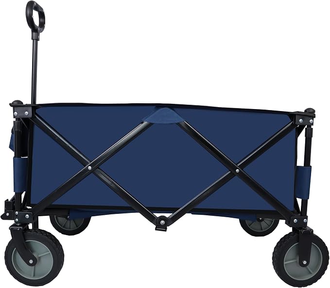 Heavy Duty Garden Cart with 7" 360°Rotation Tires Adjustable Handle 225LBS Weight Capacity Collapsible Foldable Wagon Cart F