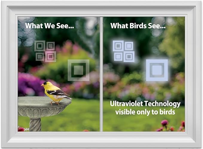 WindowAlert Modern Square Anti-Collision Decal 12 Pack - UV-Reflective Window Decal to Protect Wild Birds from Glass Collisions - Made in The USA
