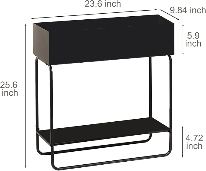 Mofesun Metal Raised Garden Bed, 23.6W x 9.8D x 25.6H inches, with Storage Shelf, Powder Coated Planter Box, Floor Standing, Indoor and Outdoor