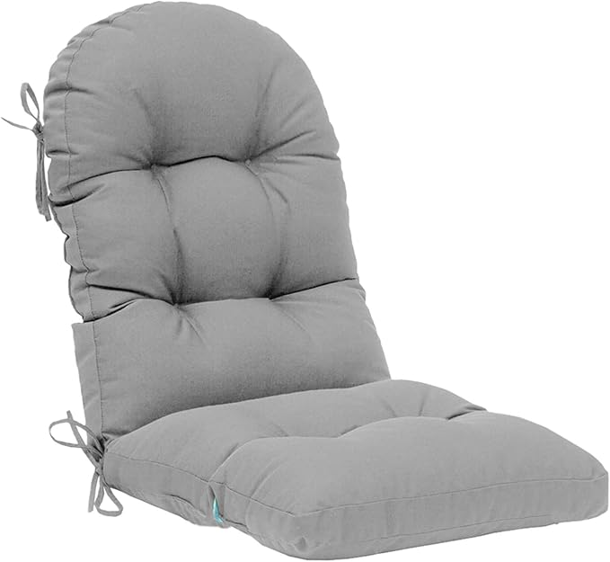 QILLOWAY Outdoor High Back Chair Cushion for Adirondack, All Weather Rocking Chair Cushions Thick Padded Replacement for Patio Furniture Set of 2,Grey