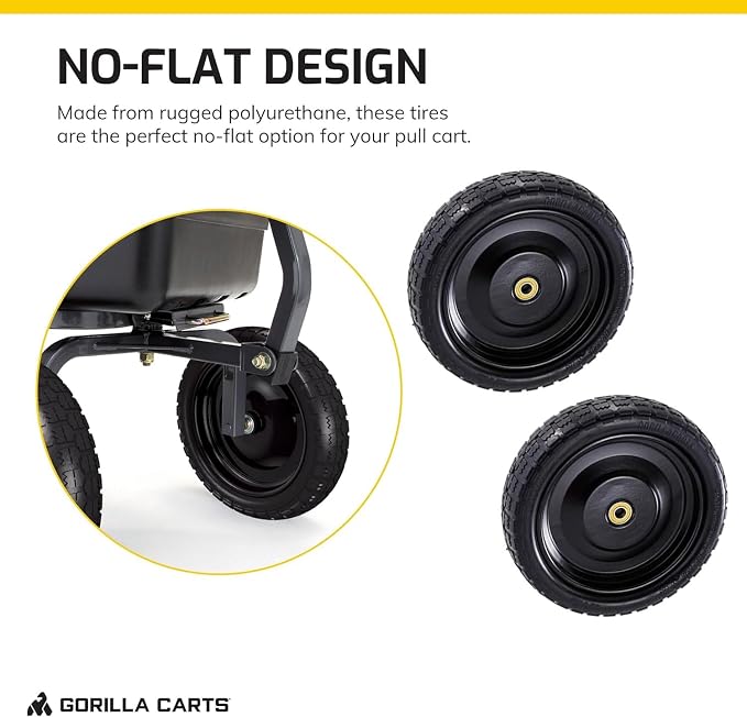 Gorilla Carts 4-Pack 13 Inch Replacement Tires, 2.16” Hub, 5/8” Bore, 300 Lb Capacity Each - No-Flat Wheels for Lawn & Garden Utility Cart, Wagon, Hand Truck, Air Compressor, Pressure Washer and More