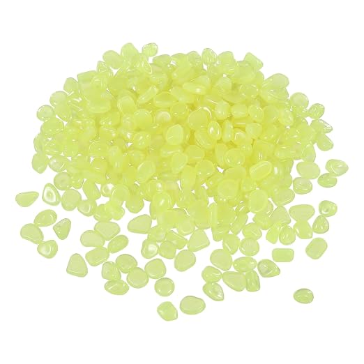 Glow in the Dark Stones, Luminous Pebbles Stones Glowing Rocks Decorative Light Up Pebbles 1000 Pcs & Yellow -Fitting for (Fish Tank/Outdoor Garden Decor/Yard/Walkway)