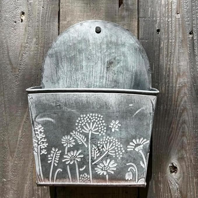 allgala Galvanized Planter Wall Mount Hanging Pot Indoor and Outdoor Decoration-Wall Grey-3-PC-HD88329