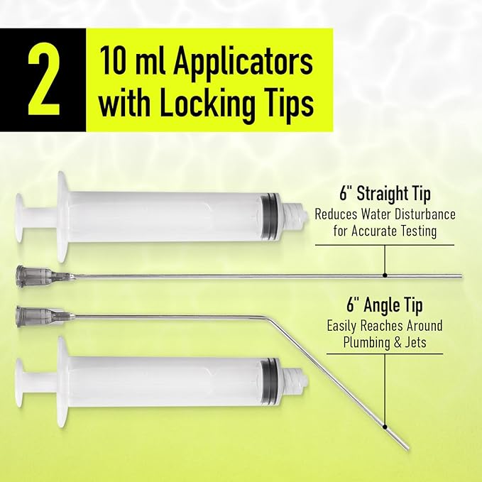 Pool Leak Detection Dye Kit - with 2 Precision Applicators - 75+ Tests - Superior Long Lasting UV Pool Dye Easily Locates Leaks - for All Pool, Spa, & Hot Tub Types - 8 OZ (Fluorescent Yellow)