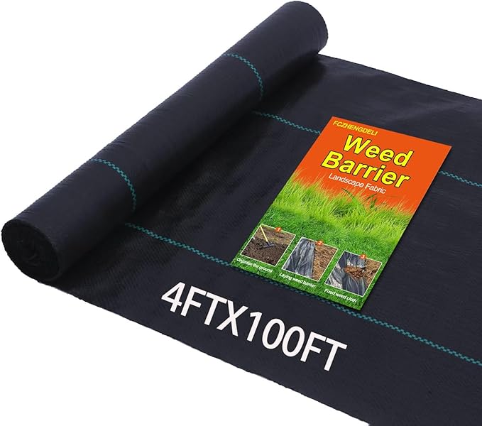 3.2oz Heavy Duty Woven Weed Barrier Fabric 4ft x 100ft Black Water Permeable Landscape Fabric for Season Long Garden Weed Control