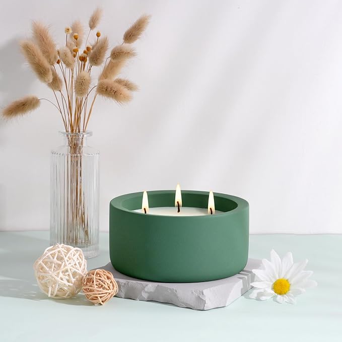 Viyffo Large Citronella Candle Outdoor, 3 Wick 20oz Citronella Candle Indoor, Non Toxic Soy Scented Candle, Green Ceramic Jar for Patio, Deck, Garden, Backyard & Camping, Home Fragrance, Décor & Gift