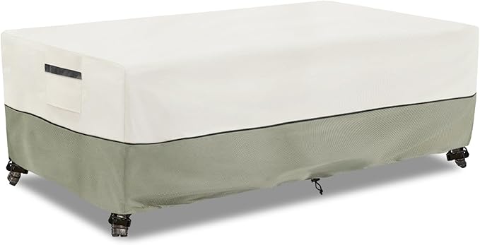Outdoor Coffee Table Cover,Waterproof Rectangular Patio Small Side Table Cover,48 x 28 x 16 inch,Outdoor Table Covers Waterproof Rectangle,White&Grey-Green.