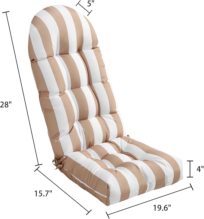 Enipate Weather Resistant Adirondack Chair Cushions Set of 2 High Back Indoor Outdoor Patio Tufted Lounge Cushion Seat Pads