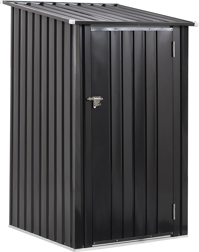 Multifunctional Garden Shed with Tilted Roof UV Resistant Weather-Resistant Shed Storage House Steel Utility Tool for Home Decoration Dark Gray