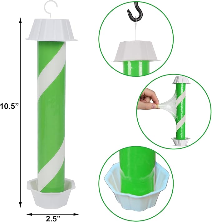 Fly Stick Sticky Fly Traps for Indoors Outdoor 12pk, Sticky Hanging Fly Stick, Flying Insect Trap, wasp Trap（Fluorescent Strip Green）