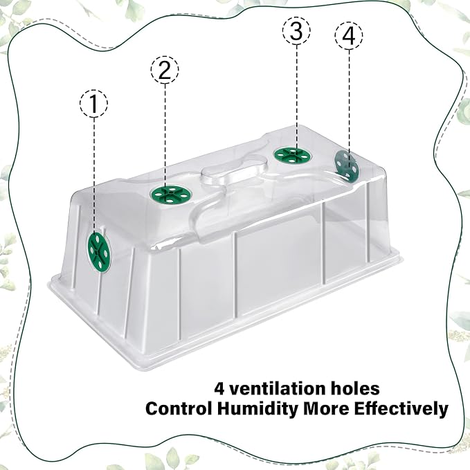 Foaincore 20 Packs 7'' Tall Humidity Vented Domes 1020 Flat Trays Cover Clear Plastic Greenhouse Grow Tray Covers Propagation Seed Cloning Kit for Plants Seed Starting Germination