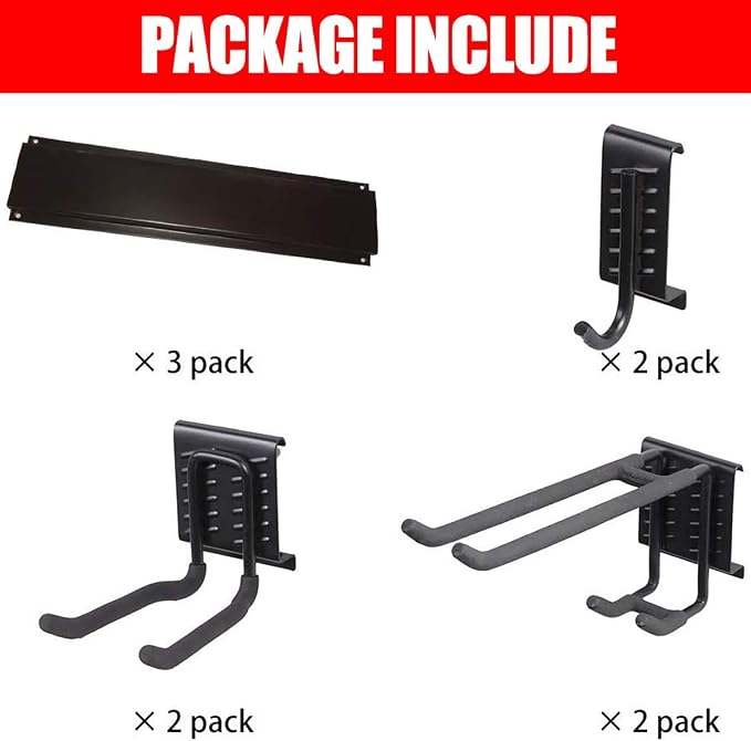 Ultrawall 24 inch Wall Mounted Folding Shelf Brackets and 9PC Garage Tool Hooks