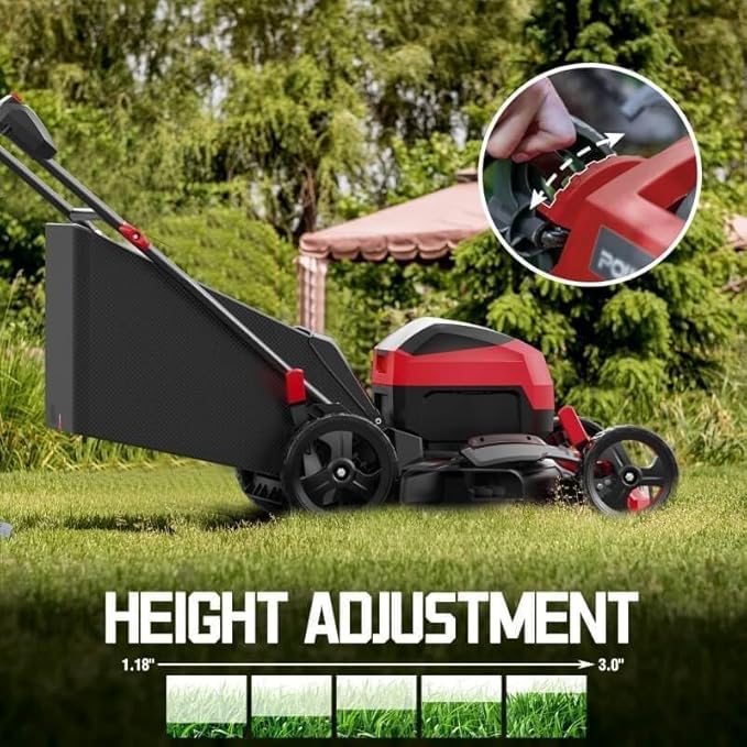 PowerSmart 17" Electric Lawn Mower 40V Cordless Mower, 3-in-1 Brushless Push Lawn Mower with 4.0Ah Battery & Charger, Lightweight, Foldable Handles