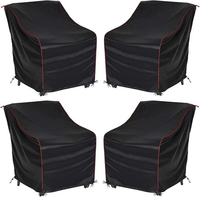 Patio Chair Cover,Outdoor Chair Cover, Waterproof, UV Resistant Outdoor Patio Rocking Chair Cover for Lawn/Garden Furniture Chairs (4 piece-Black)