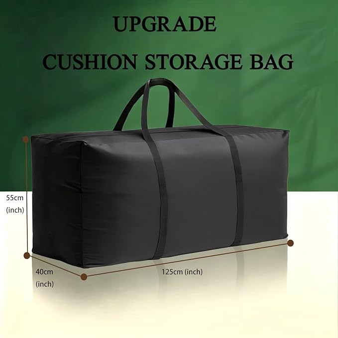 NCEDN Waterproof Patio Cushion Storage Bag - 49 × 16 × 22 Inch Heavy Duty Oxford Outdoor Cushion Storage Bag, Dustproof & UV Protection for Garden Use, with Upgraded Fabric & Reinforced Zipper, 2 Pack