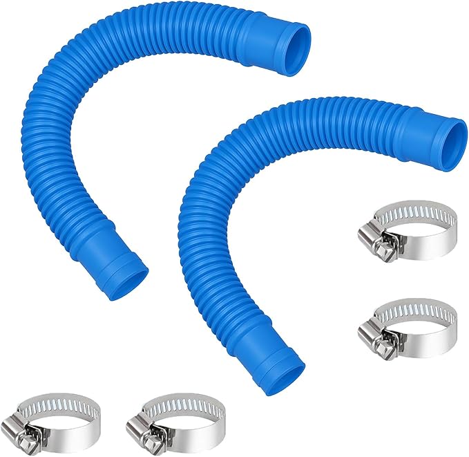 Pool Sand Filter Pump Hose - 1.25" Diameter Replacement Hose for Above Ground Pools Compatible with Pump Sand Filter and Saltwater Systems (Blue -2 Pack)