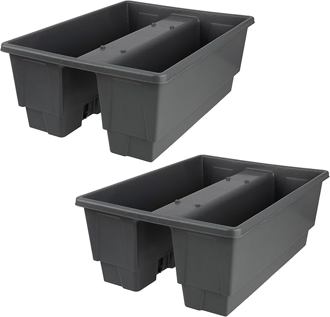 Railing Planter Box 2-Pack - 20.75-Inch Flower Boxes with Removable Drainage Inserts - 6-Gallon Outdoor Planters for Porch, Deck, or Balcony Decor, Fits Rail 3” - 4” by Pure Garden (Gray)