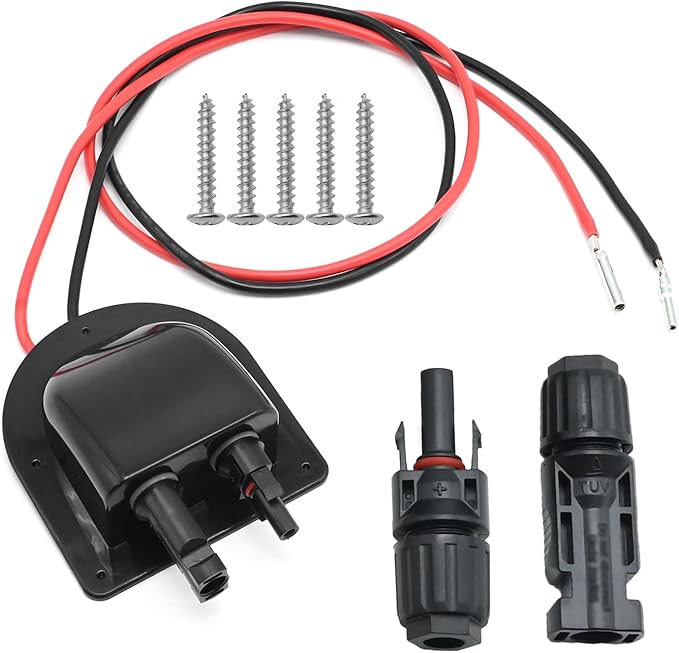 EATAKWARD Weatherproof Solar Entry Housing with 10AWG Solar Extension Cable for RV, Campervan, and Van, Rv Cable Connector, RV Solar Parts (10FT)