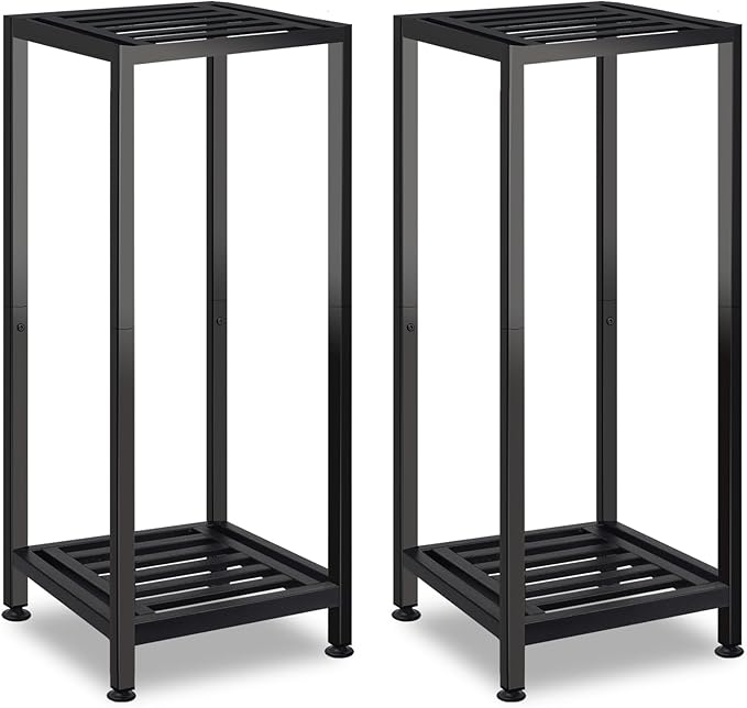 Lilybud--lily 2-Pack Plant Stand Indoor Outdoor, Heavy Duty Wrought Iron Pedestal Stands, Metal Plant Stand Decorative Flower Stand for Patio Garden Deck Living Room