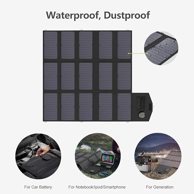 ALLPOWERS Solar Charger 100W Solar Panel Foldable Portable with Dual 5v USB18v DC for Laptop, Tablet, Notebook, 12v Car, Boat, RV Battery, Camping, Hiking, Travel