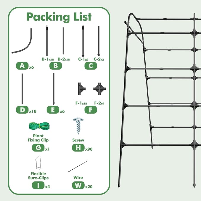 GOJAWAY 5.4L x 5W x 7H FT Metal Garden Trellis, Garden Arch Trellis for Climbing Plants, Outdoor Plant Support Frame for Garden Yard Patio