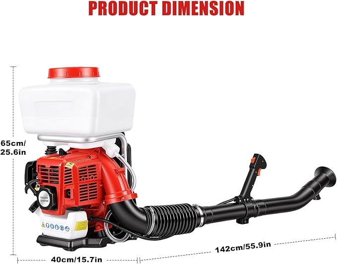 43CC Backpack Sprayer, 3.7 Gallon 2HP Gas Powered Mosquito Fogger,Adjustable Spray & Powder Modes, Backpack Fogger Machine with Vibration-Damping Shoulder, Yard Sprayer for Gardening Farming Red