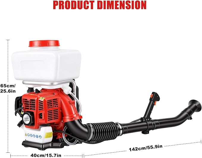 Backpack Fogger Sprayer Gas Powered – 3.7 Gallon Tank Cold Fog Machine, Mosquito Control Fogger Sprayer for Farm, Garden, Lawn, with Mist & Duster Modes Ergonomic Straps, Adjustable Nozzle Red