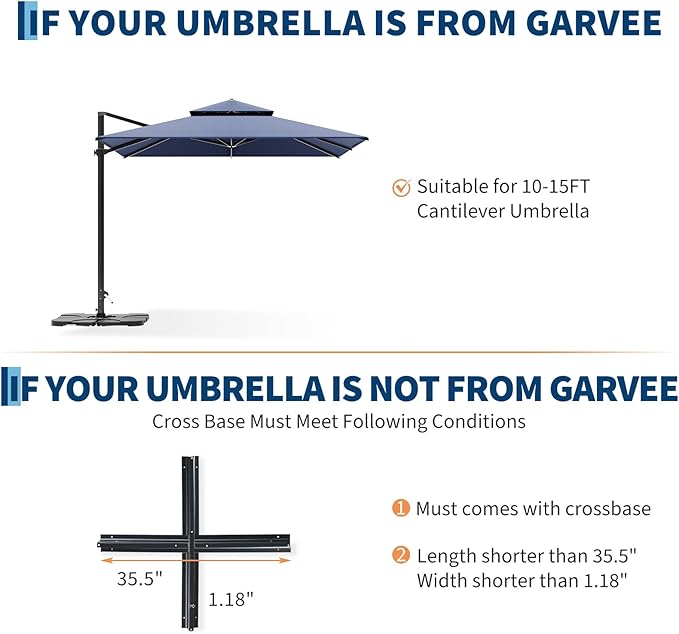 GarveeLife Patio Umbrella Base, 220lb Capacity Heavy Duty Design with Adjustable Pole Adapter Fits 1.5" to 2.1" Poles for 7.5-11FT Umbrellas, Corrosion-Resistant and Wind-Resistant for Outdoor, Patio