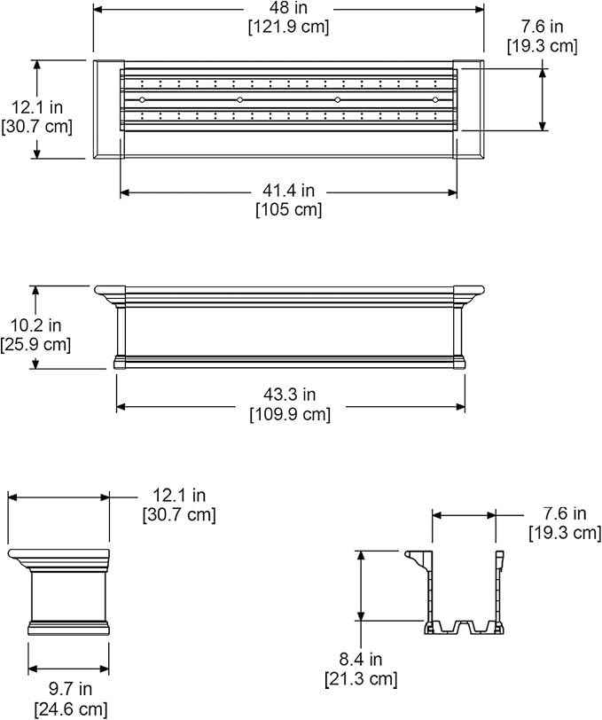 Mayne Yorkshire 4ft Window Box - White - 48in L x 12in W x 10in H - Polyethylene Planter - Built-In Water Reservoir (4824-W)
