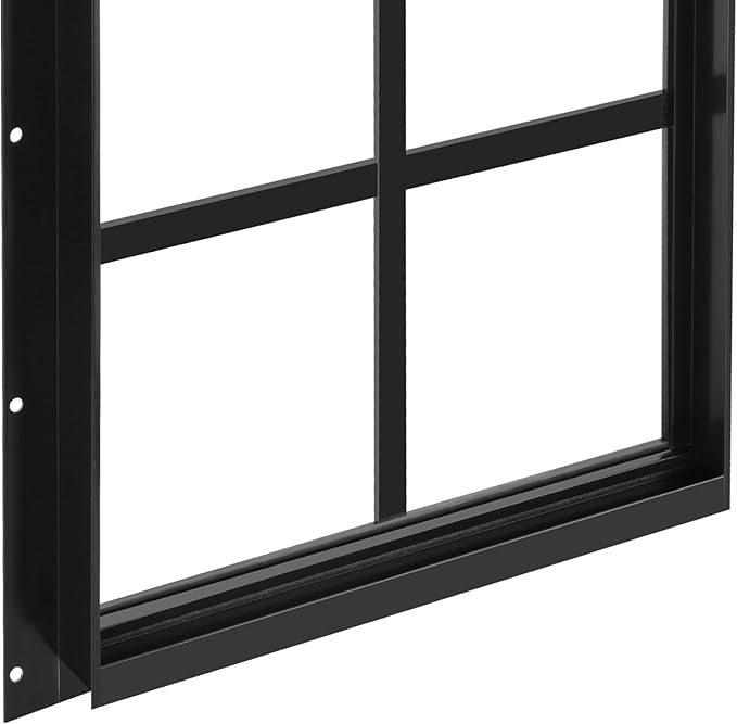 2 Pack Shed Window 12" W x 12" H, Black Flush Mount Window with Tempered Glass for Playhouses, Sheds, Garage and Chicken Coops