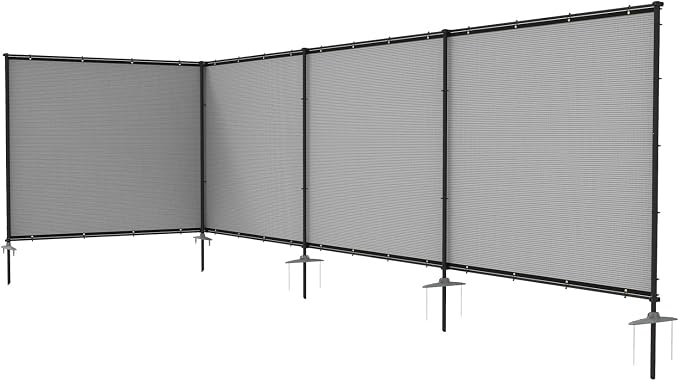 Privacy Fence Screen 5'x56' Outdoor Fencing Sets with Iron Poles Ground Spikes Dog Metal Frame Privacy Shade Cover for Garden Backyard Patio Yard Barrier Boarder Divider, Light Gray
