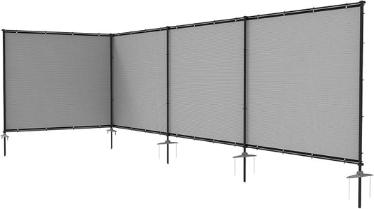 Privacy Fence Screen 5'x56' Outdoor Fencing Sets with Iron Poles Ground Spikes Dog Metal Frame Privacy Shade Cover for Garden Backyard Patio Yard Barrier Boarder Divider, Light Gray