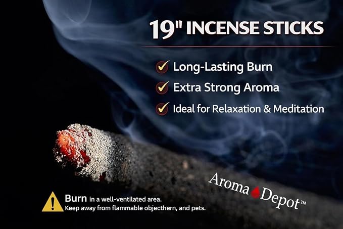 Aroma Depot 19 Inch Cherry Incense Sticks – Jumbo 19” Extra Long Charcoal Incense, 27–30 Count (1 Pack), 3–4 Hour Burn